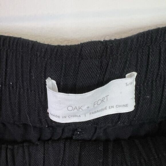 Oak and Fort Black Wide Leg Crop Pull On Pants with Pockets - Picture 5 of 6